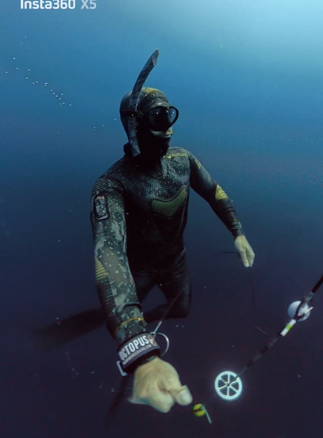 Julian in open water during a depth session